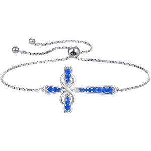 Cross 925 Sterling Silver Infinity Sideways Bracelet - A: 09-sapphire-Sept